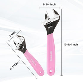 WORKPRO pink adjustable wrench with smooth jaw adjustment