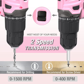 Workpro pink cordless drill 38 inch chuck for secure bit retention