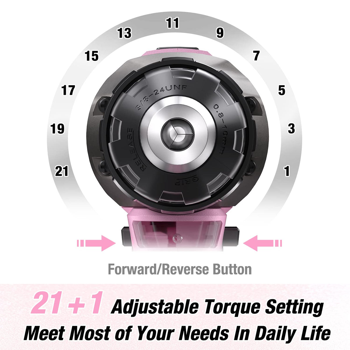 Workpro pink cordless drill LED work light for dark spaces