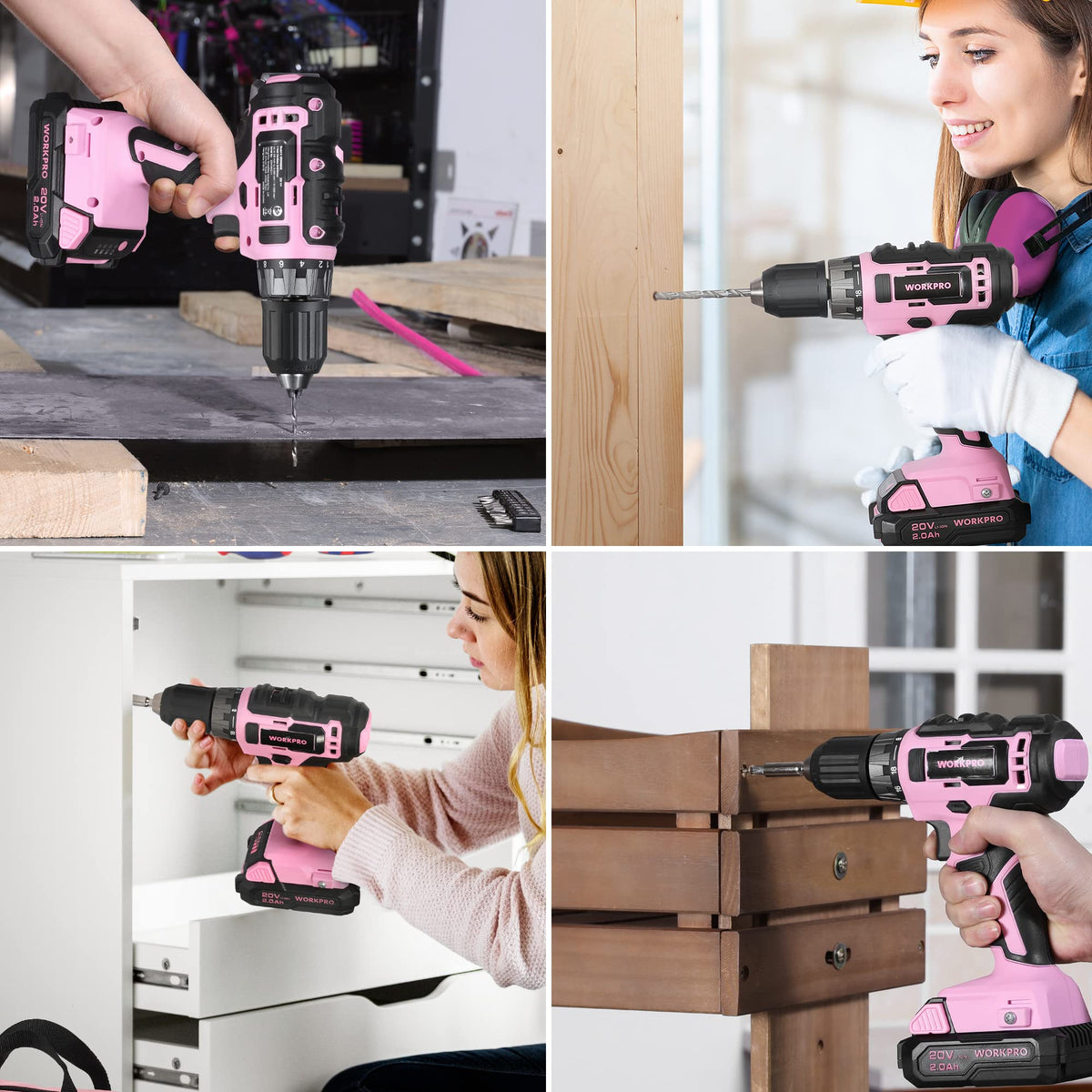 WORKPRO pink drill highlights CRV steel durability