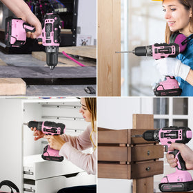 WORKPRO pink drill highlights CRV steel durability