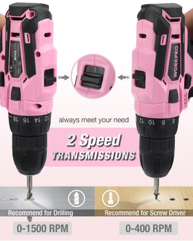 WORKPRO pink trigger LED light enhances visibility in dim areas.