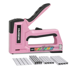 WORKPRO pink staple gun 6-in-1 overview for versatile DIY projects