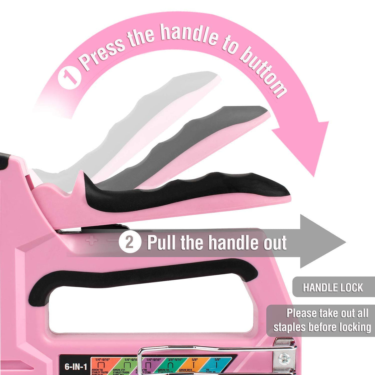 WORKPRO pink staple gun includes 4000 staples in the pack