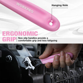 WORKPRO pink wrench with ergonomic handle for comfortable grip