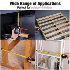 WORKPRO Pink tape with high-contrast yellow markings for easy reading.