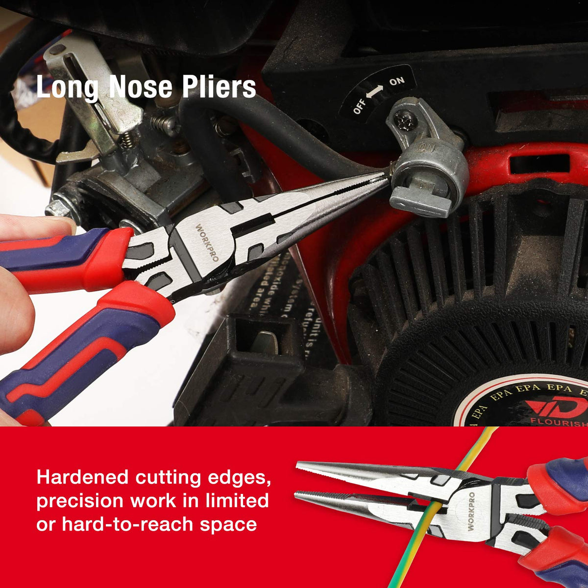 WORKPRO linesman pliers 7in in use, showcasing strong leverage