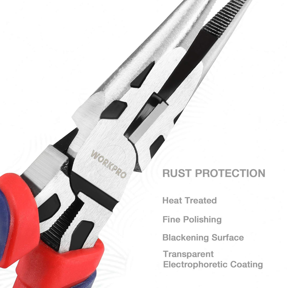 WORKPRO long-nose pliers 6in in hand with ergonomic anti-slip grip