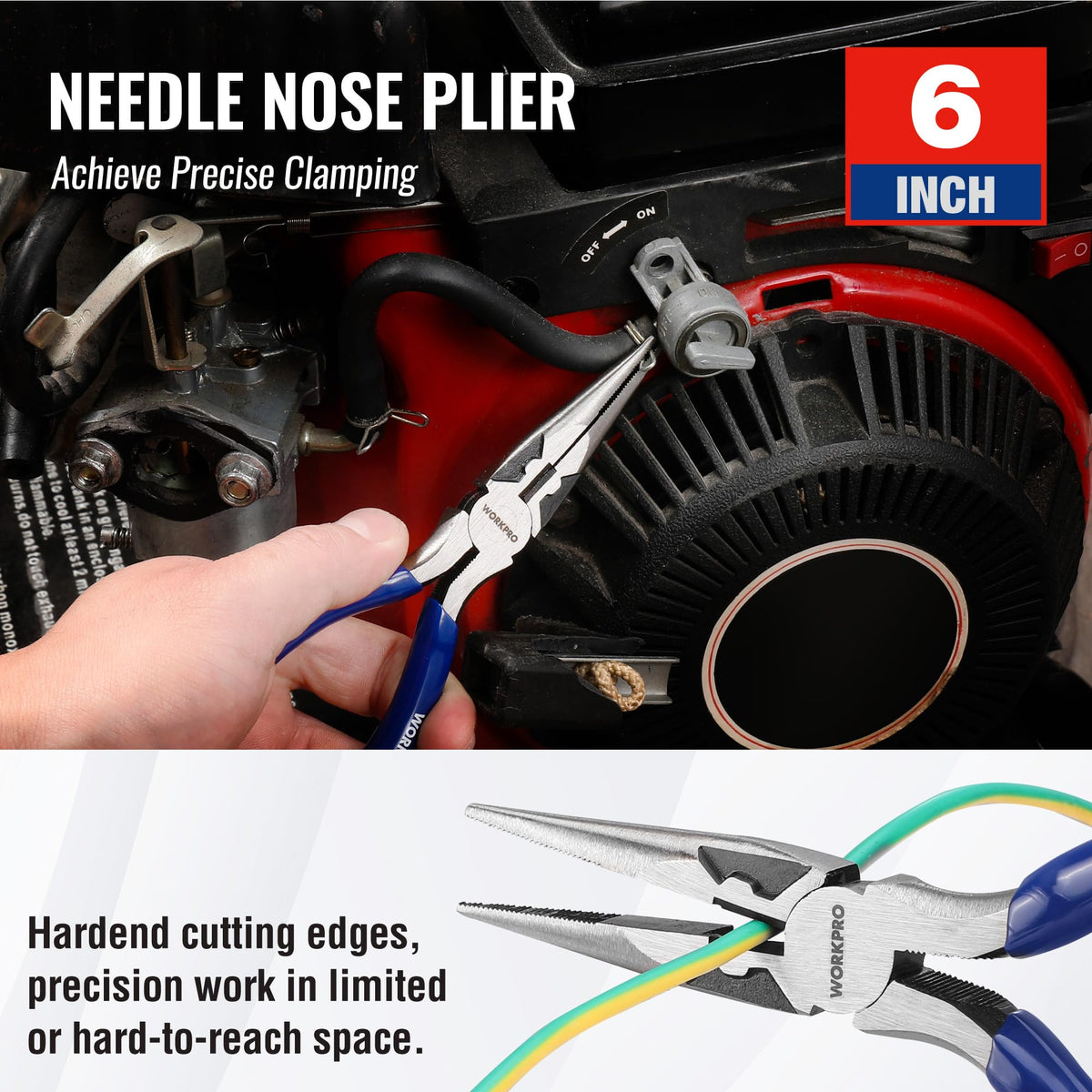 WORKPRO soft-grip handles provide comfortable control during use.