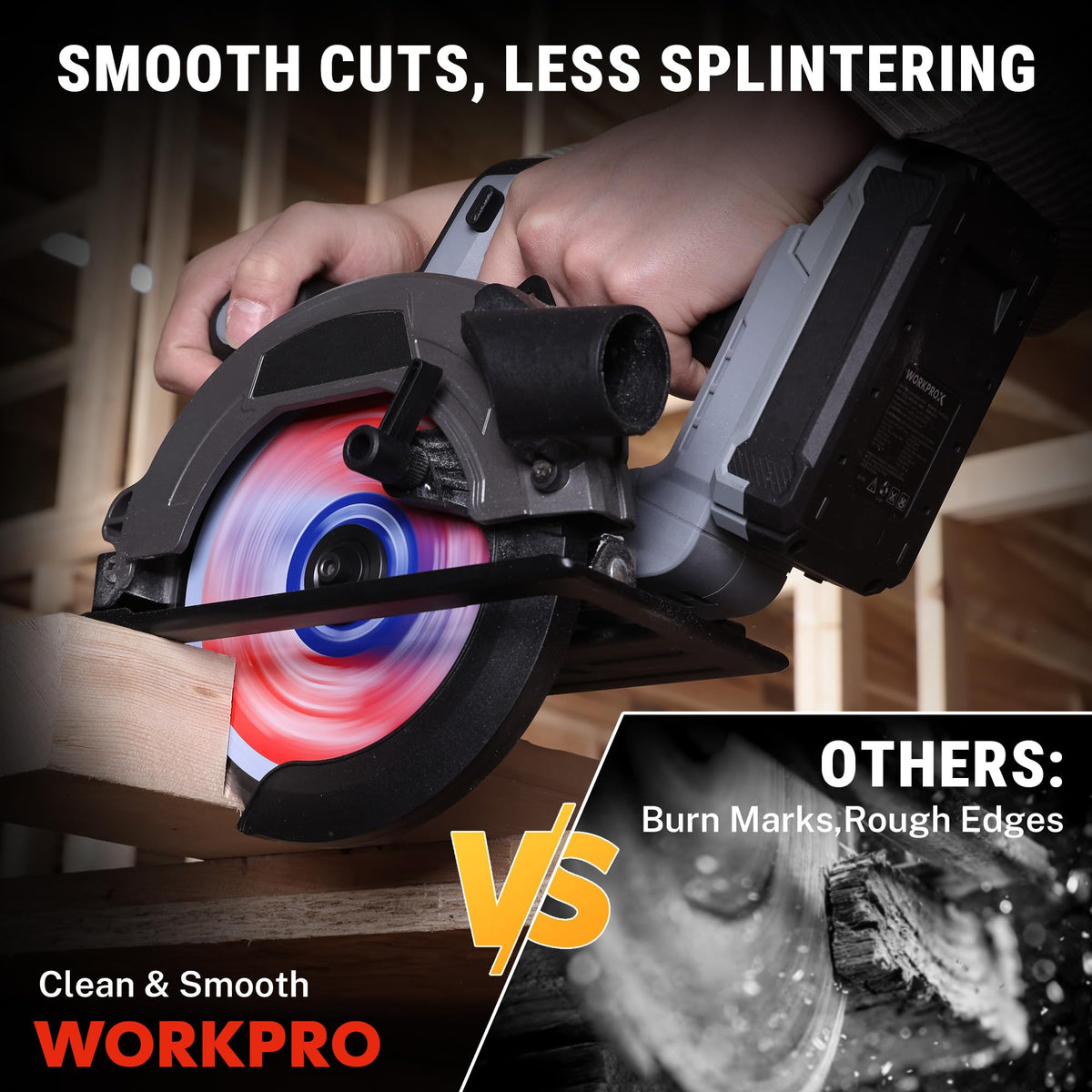 WORKPRO plywood trim cutting application demonstrating edge quality