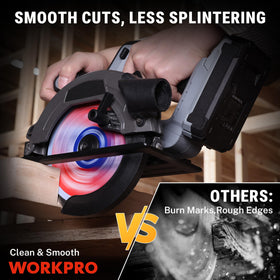 WORKPRO plywood trim cutting application demonstrating edge quality