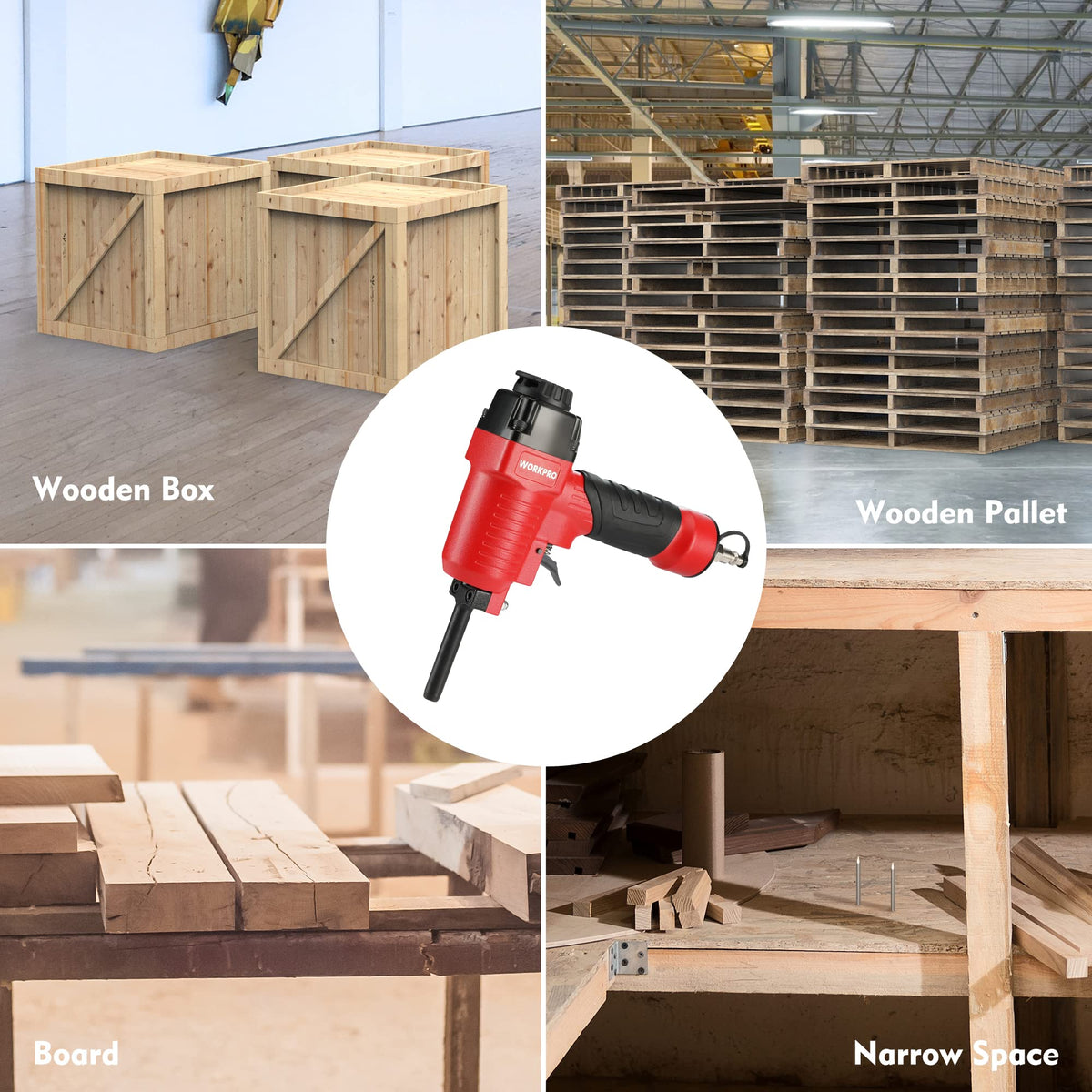 WORKPRO Pneumatic Nail Remover air inlet with dust cover prevents debris