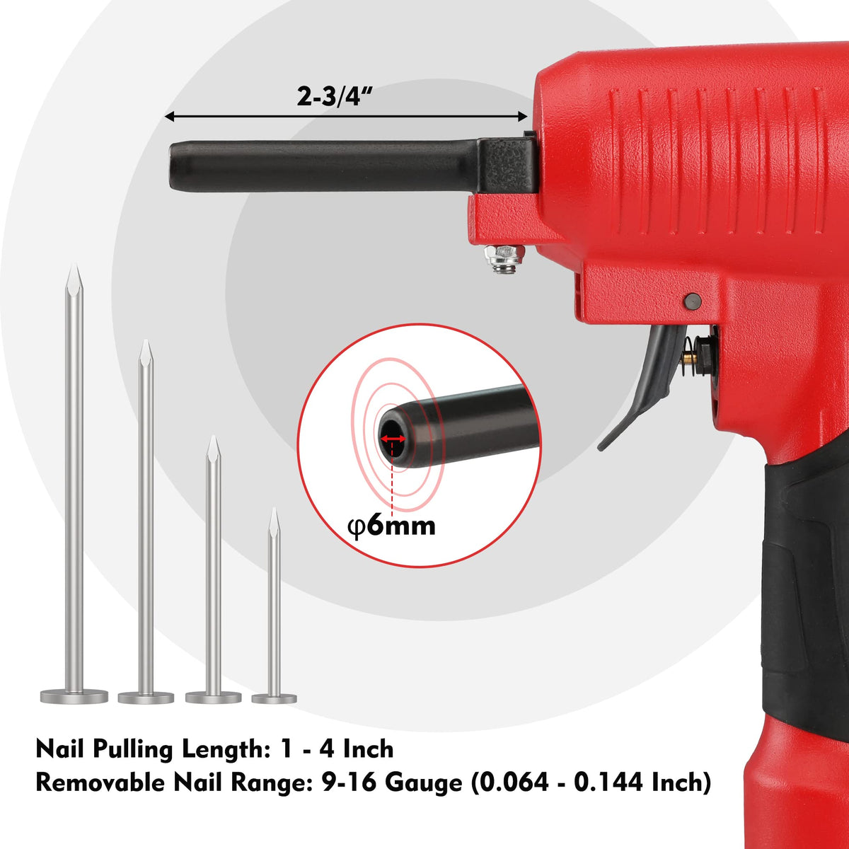 WORKPRO Pneumatic Nail Remover aluminum body offers lightweight durability