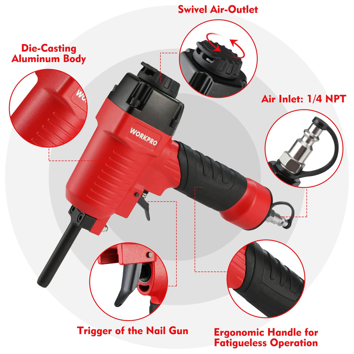 WORKPRO Nail Remover ergonomic handle provides fatigue-free grip