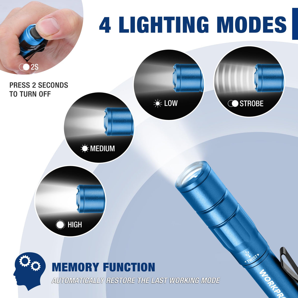 WORKPRO pocket flashlight with clip stays secure during tasks