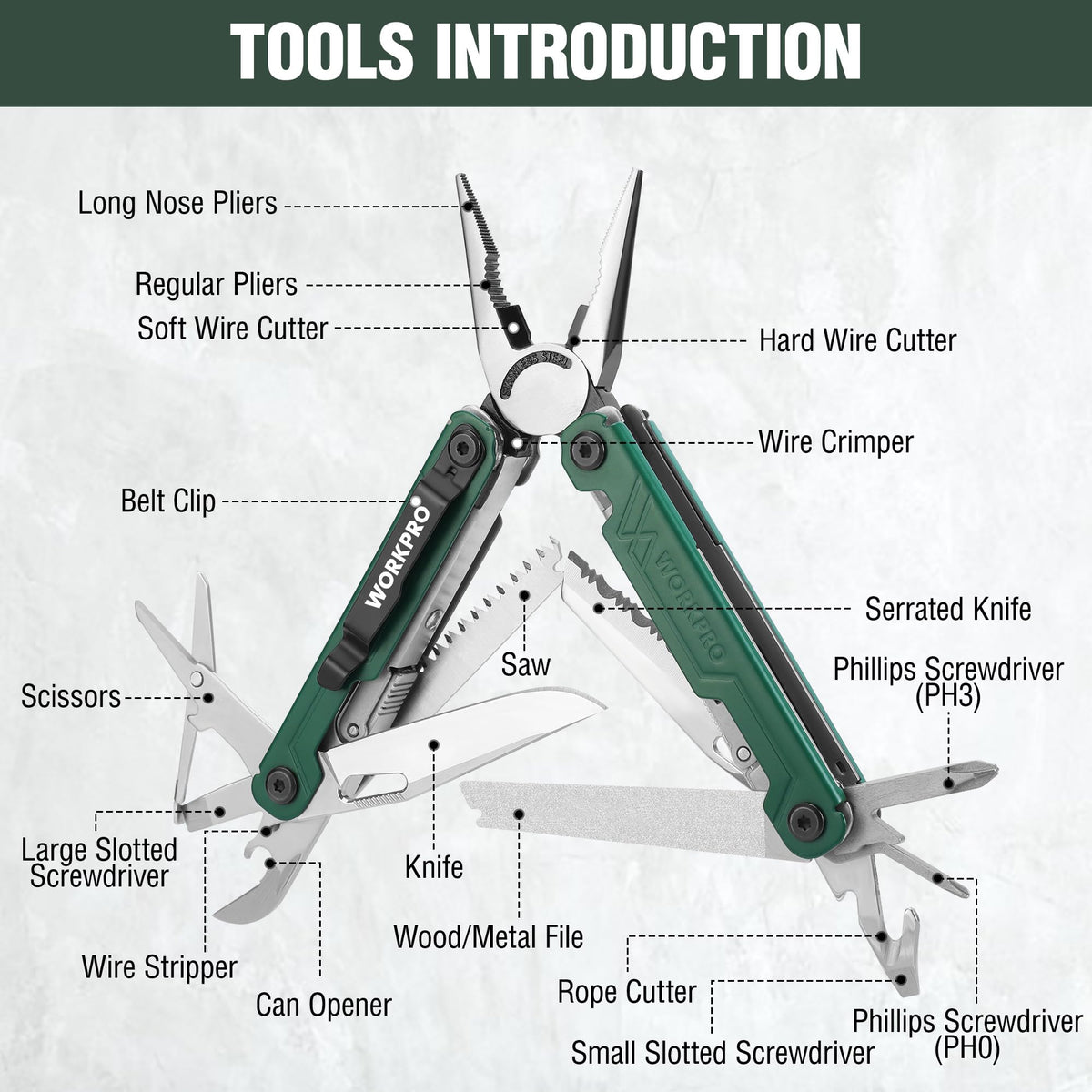 WORKPRO pocket knife close-up, convenient everyday carry.