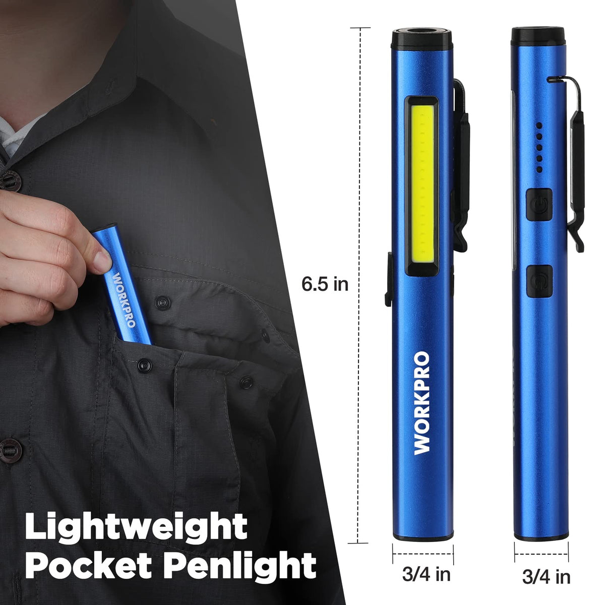 WORKPRO 6.5-inch pocket flashlight demonstrates slim, carry-ready design