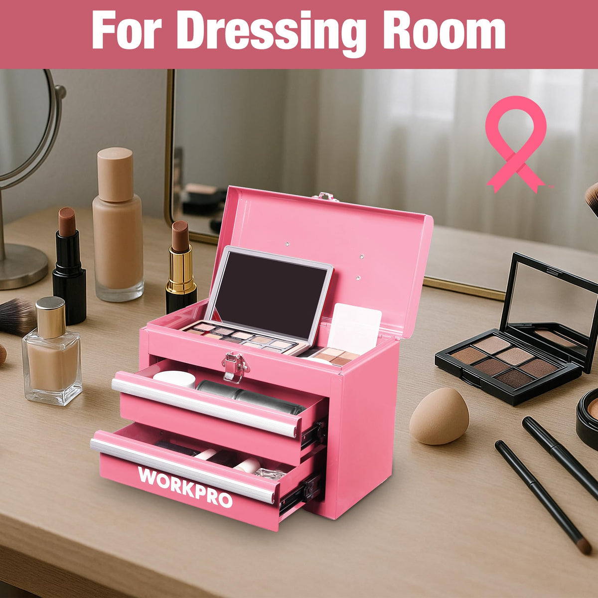WORKPRO compact size fits shelves, desks, and small workspaces.