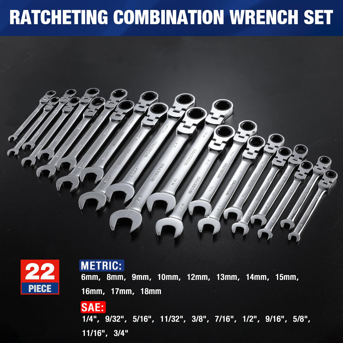 WORKPRO wrenches are precision-machined for snug fastener fits.