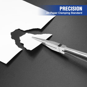 WORKPRO Premium 11-inch needle nose pliers demonstrating precision clamp