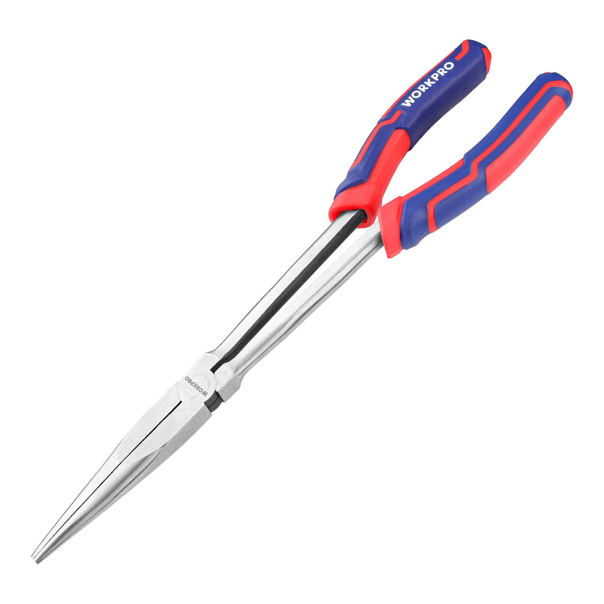 WORKPRO Premium 11-inch needle nose pliers top view for hard-to-reach parts