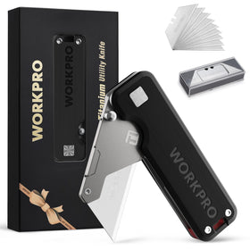 WORKPRO premium titanium utility knife CNC unibody for precise, ultra-light cutting.