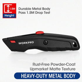 WorkPro Premium Utility Knife aluminum body offers durable, lightweight performance