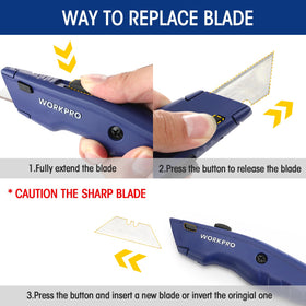 WorkPro Premium Utility Knife in use for cardboard and packaging tasks