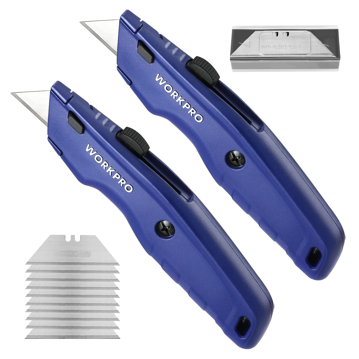 WorkPro Premium Utility Knife with metal body for durable, lightweight cutting tasks
