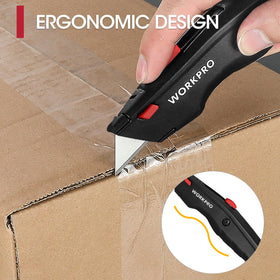 WorkPro Premium Utility Knife includes 10 extra blades for quick replacements