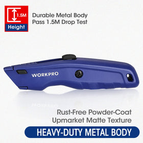 WorkPro Premium Utility Knife quick-change system simplifies blade replacement