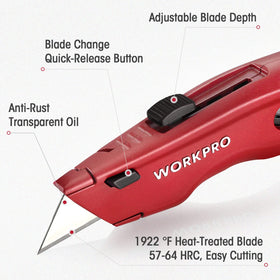 WORKPRO Premium Utility Knife retractable blade for precise cuts