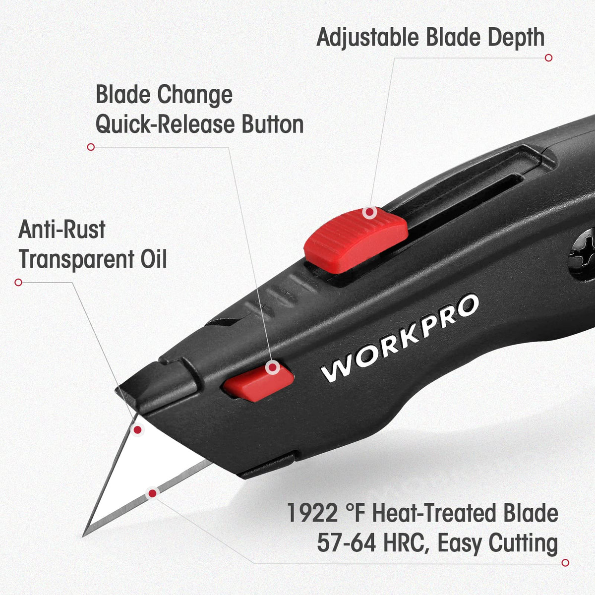 WorkPro Premium Utility Knife retractable blade enabling precise cuts safely