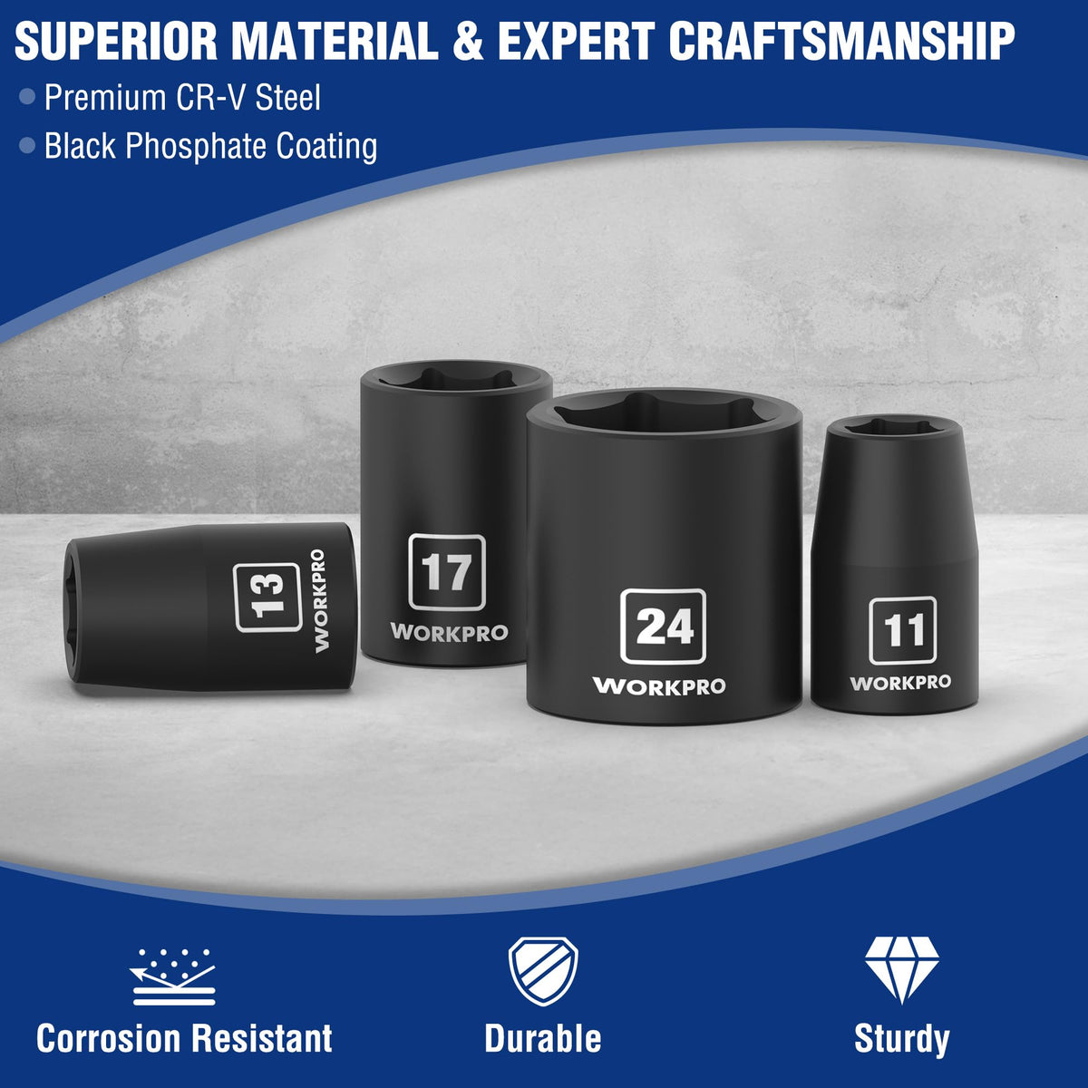 WORKPRO protective case keeps sockets secure and portable between jobs.
