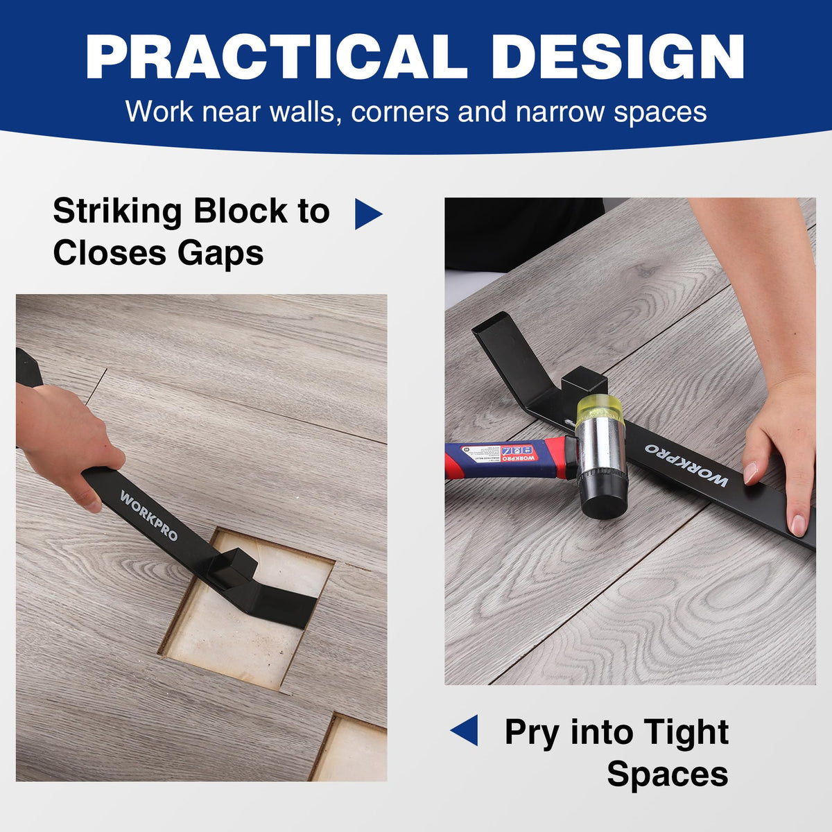 WORKPRO pull bar beveled design enabling access to tight spaces