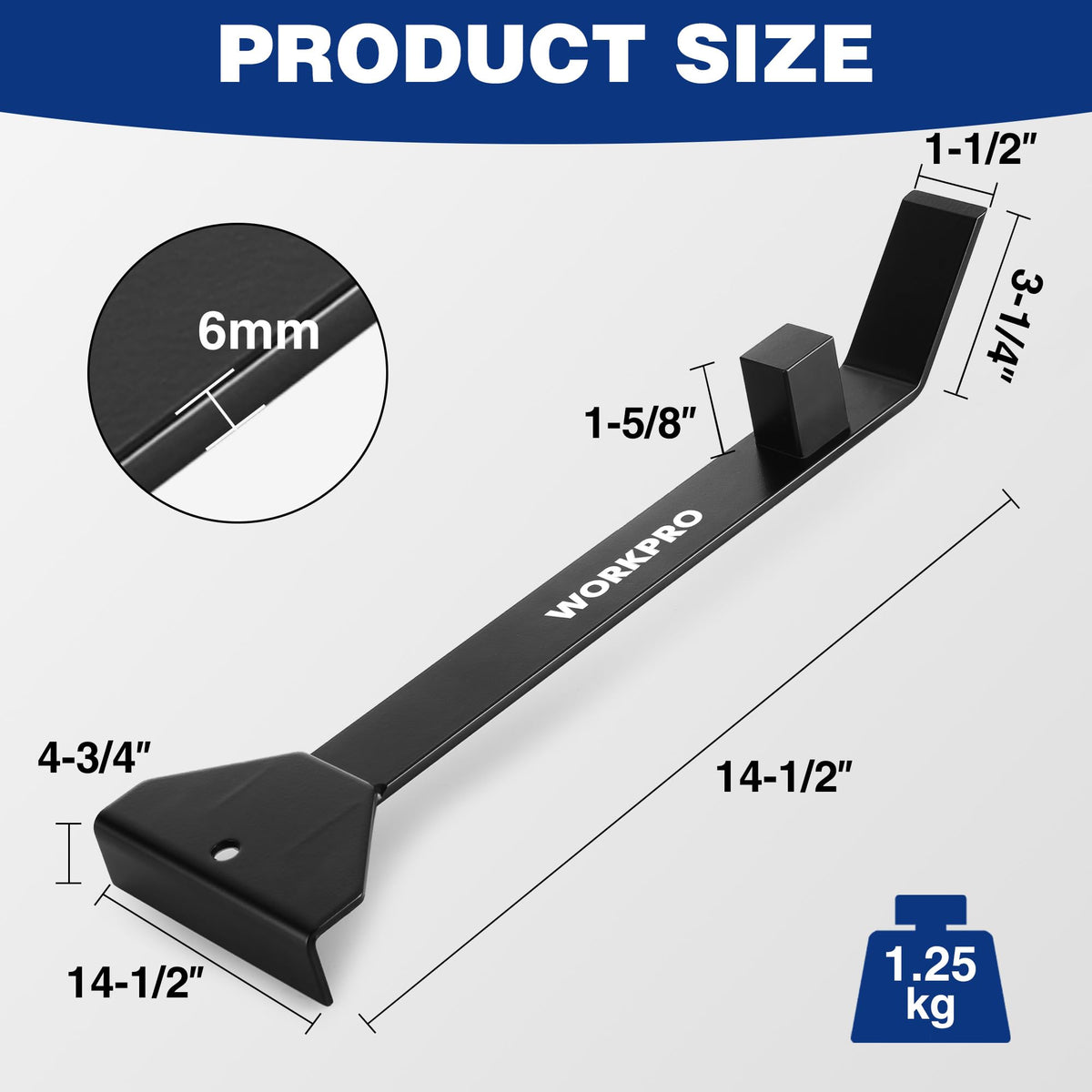 WORKPRO pull bar solid square block for precise hammering and gap closure