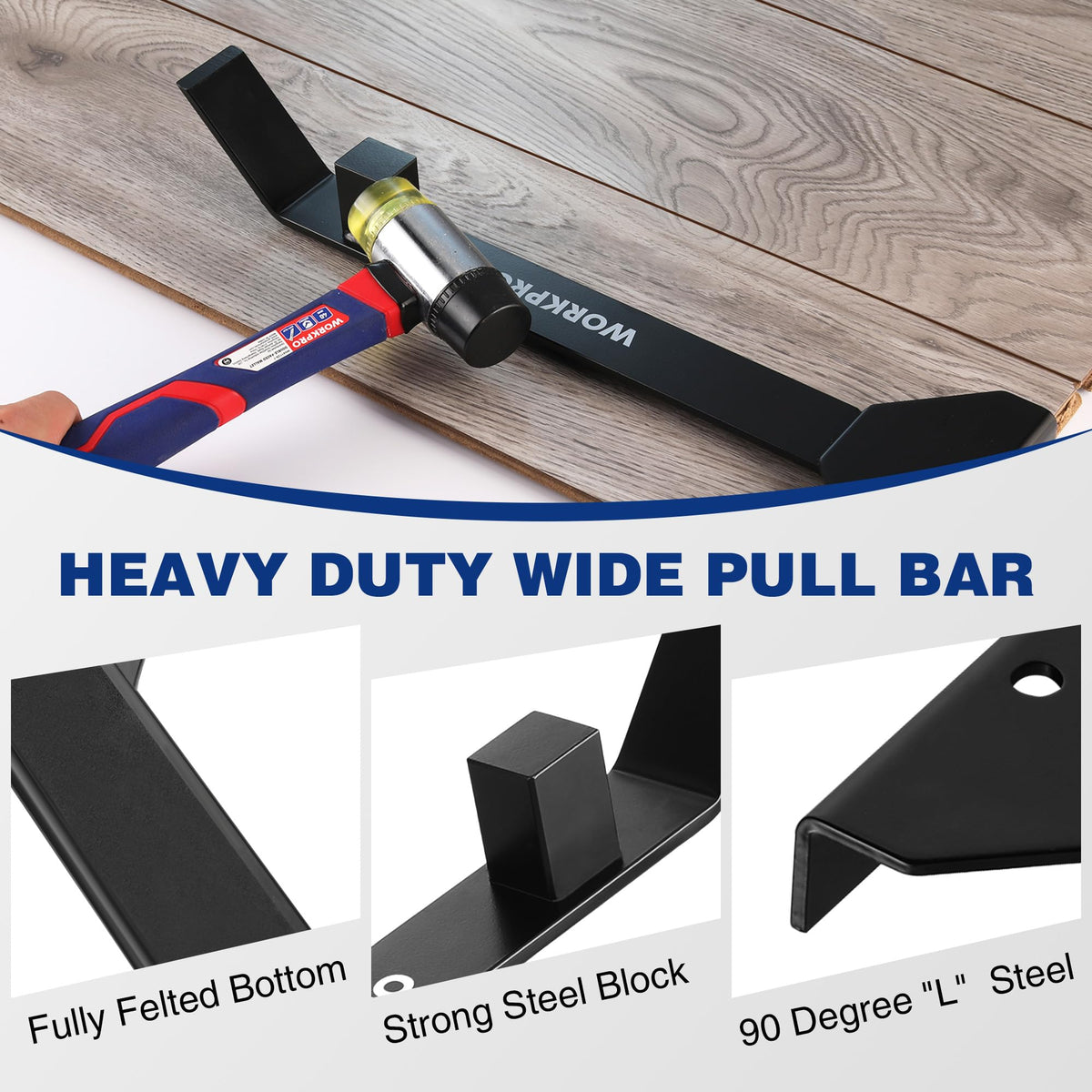 WORKPRO pull bar with T-shape head protecting tongue and grooves