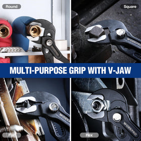WORKPRO push-button adjustment enhances speed and one-handed setup.