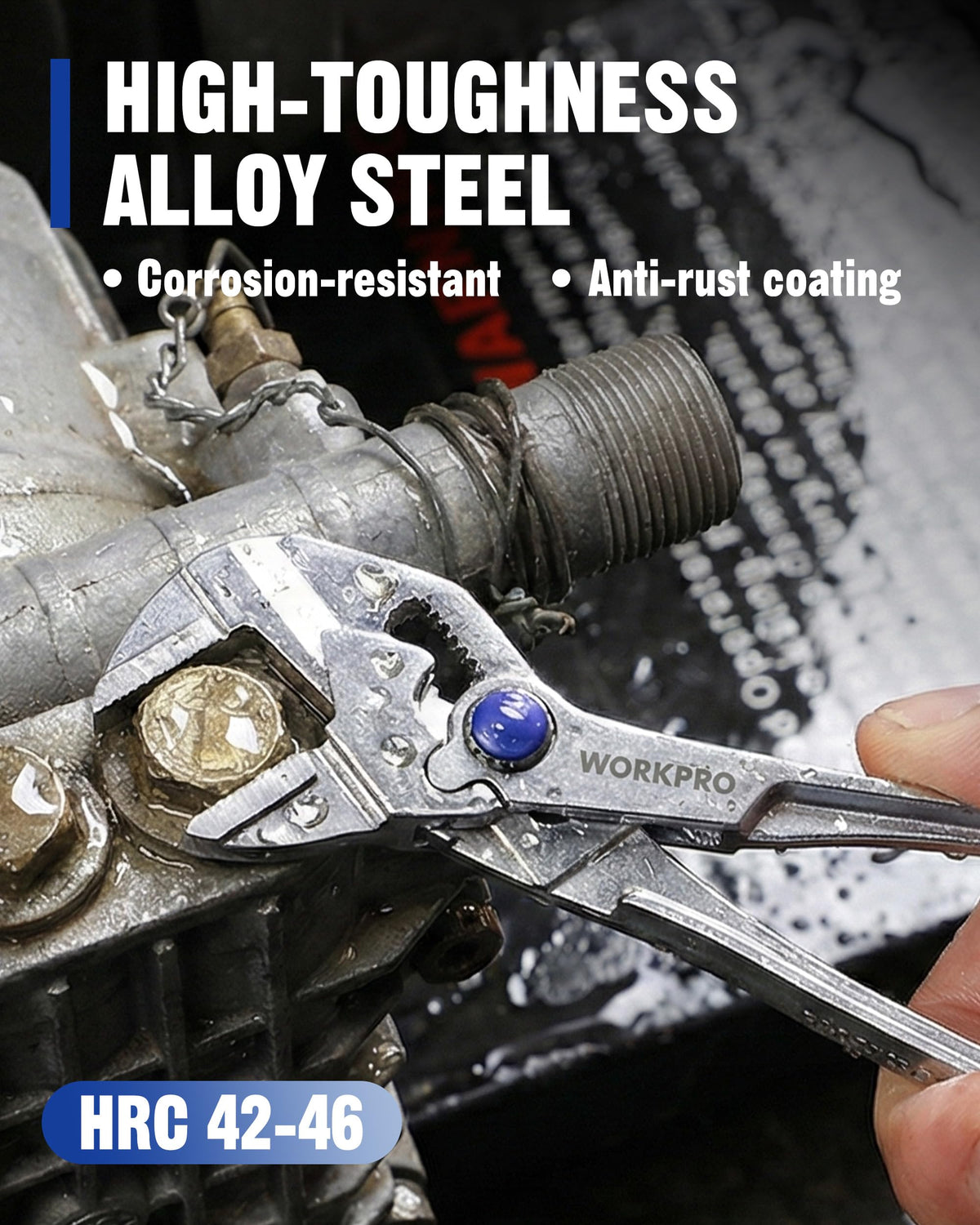 WORKPRO quick adjust enables easy resizing for nuts and bolts in tight spots.