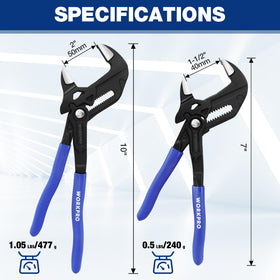 Quick-adjustment button enables rapid jaw width changes on the WORKPRO tool.