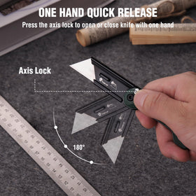WORKPRO quick blade change mechanism enables tool-free blade swaps