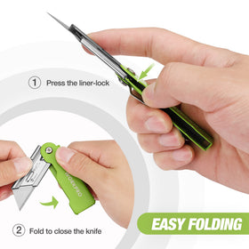 Quick-change blade mechanism shown for easy replacement with WORKPRO box cutter.