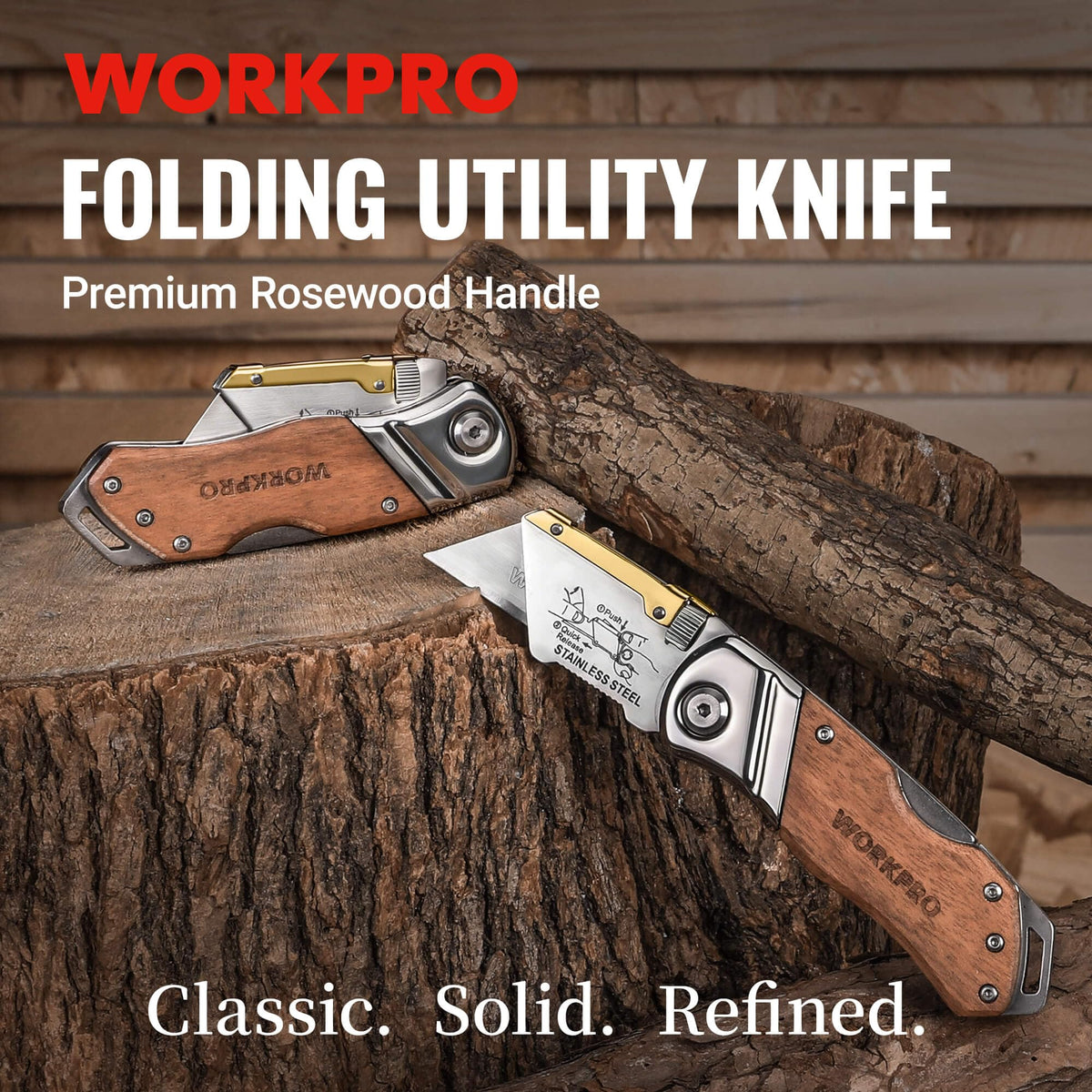 WorkPro quick-change blade enables fast, safe blade replacement during tasks.