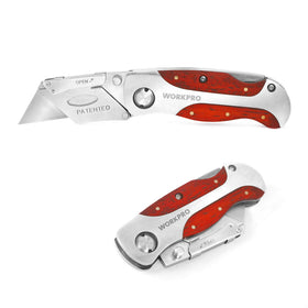 WORKPRO quick-change knife with rosewood handle offers easy blade swaps.