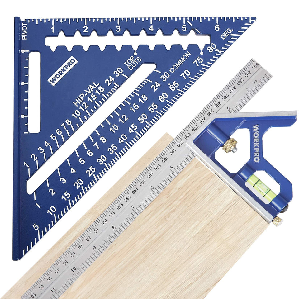 WORKPRO rafter square 7in die-cast aluminum for accurate framing.
