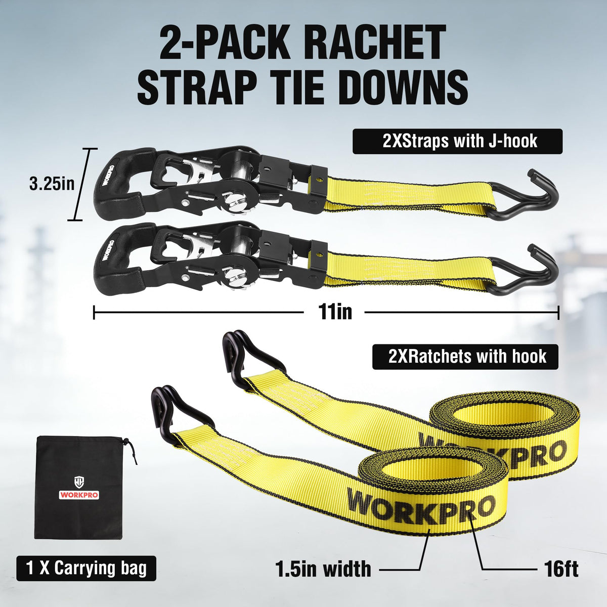 WORKPRO J-hooks with PVC coating prevent slipping and protect surfaces.