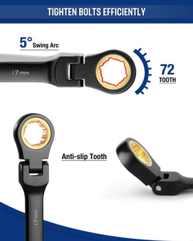 WORKPRO ratcheting wrench 12mm precise torque in compact spots