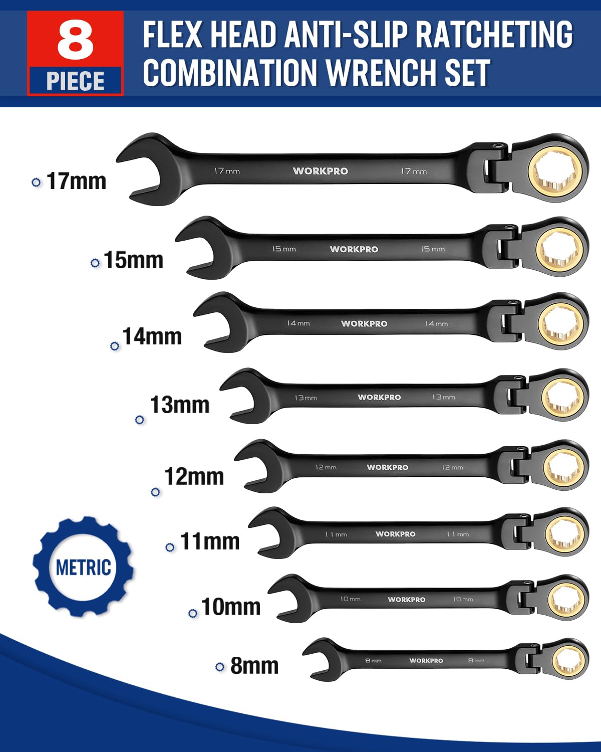 WORKPRO ratcheting wrench 14mm balanced tool for professional use