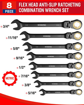 WORKPRO ratcheting wrench 5/8 inch showing heat-treated strength for demanding tasks.
