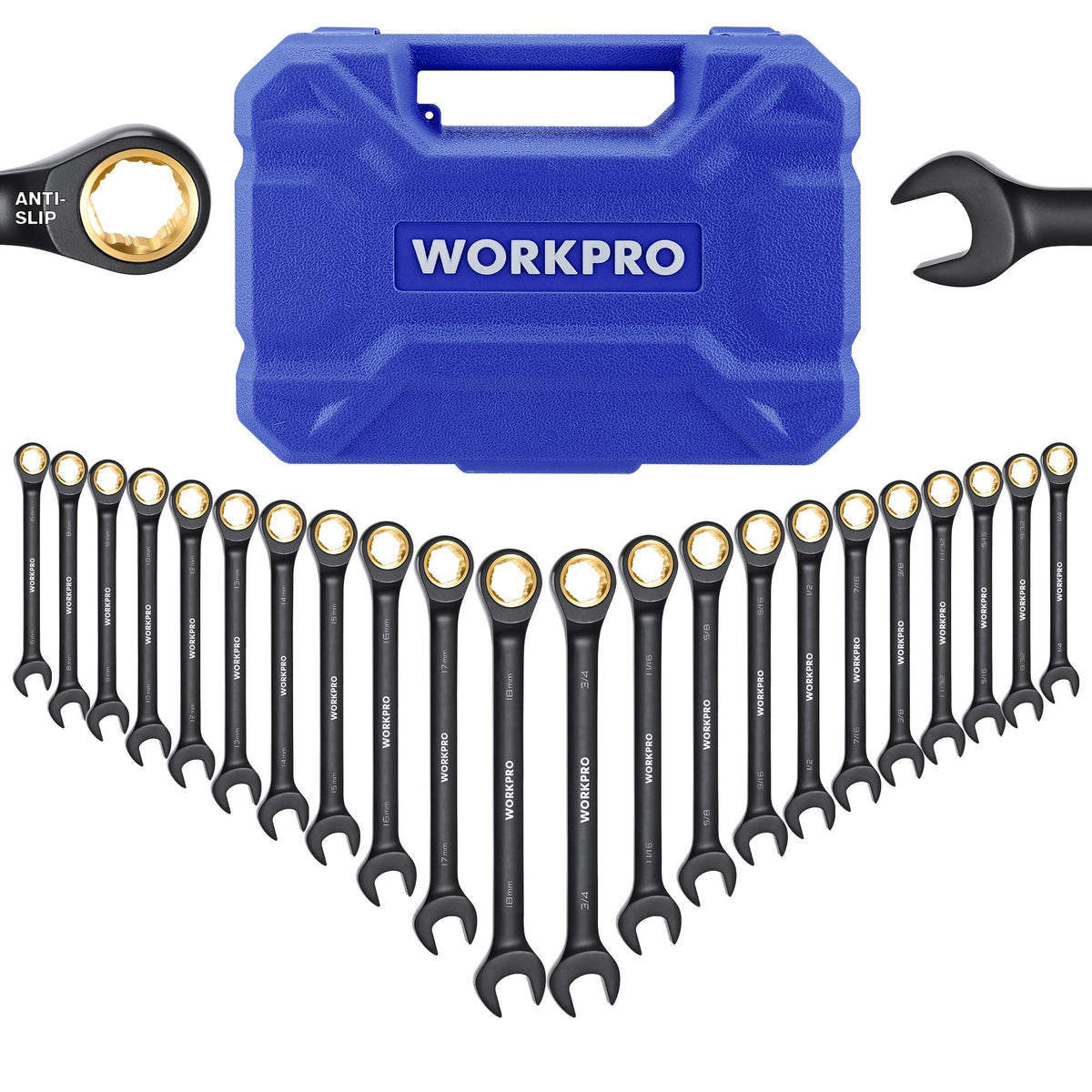 WORKPRO ratchet wrench anti-slip teeth for secure fastener grip